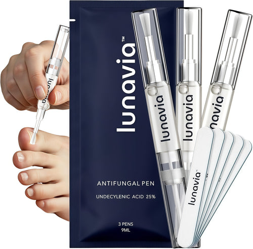 Lunavia Antifungal Pen – Cures Most Athlete’s Foot, Jock Itch, and Ringworm - 25% Undecylenic Acid with added Tea Tree, Jojoba, Clove Bud Oils & Aloe - 3-Pack Twist Pen (9ML Volume)